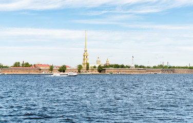 Fototapeta premium View of the Peter and Paul fortress across the Neva River. 