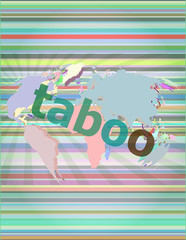 security concept: words taboo is a marketing on digital screen vector illustration