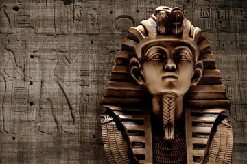 Papier Peint photo Egypte Masque de Toutankhamon pharaon en pierre
