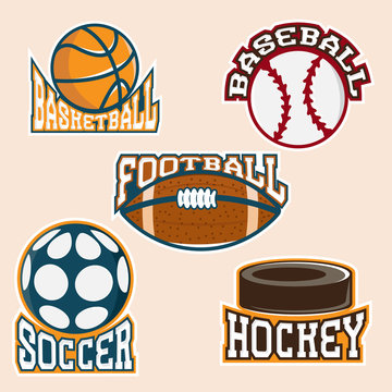 set of vintage vector sport labels and elements