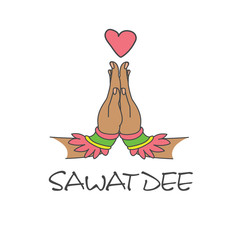 Two hand,cartoon thai welcome sawatdee