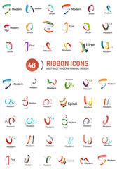 Fototapeta premium Vector line ribbon logo set