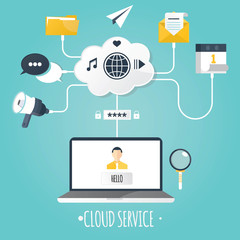 Modern vector illustration of cloud service.