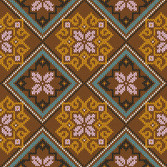 Knitted Seamless Pattern mainly in brown hues