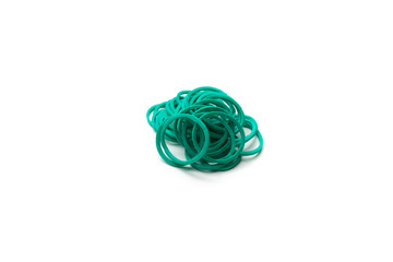green colored rubber bands