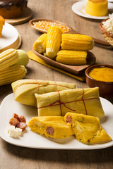 Salty Pamonha with sausage and cheese - typical food of green co