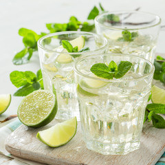 Fresh lemonade in glasses