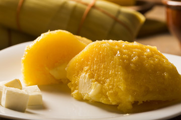 Pamonha with cheese - typical food of green corn - tasty and che