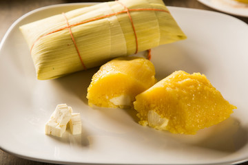 Pamonha with cheese - typical food of green corn - tasty and che
