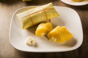 Pamonha with cheese - typical food of green corn - tasty and che