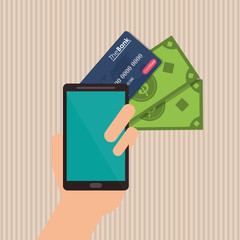 Payment with smartphone icon design, vector illustration