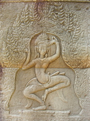 The bas-reliefs on the walls in Angkor Wat, Cambodia.