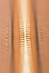 Zipper Closeup On Brown Leather Wallet