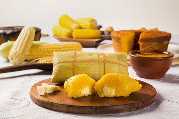 Pamonha with cheese - typical food of green corn - tasty and che