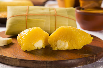 Pamonha with cheese - typical food of green corn - tasty and che