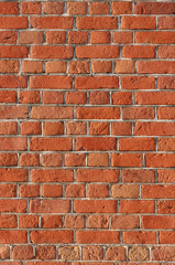 block background. Old brick wall of red bricks.