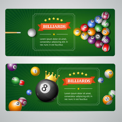 Billiards Baners Set. Vector
