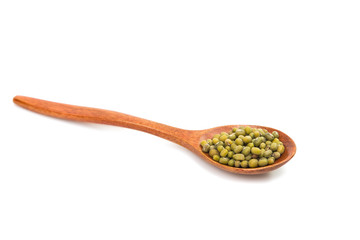 Mung Beans in wooden spoon isolated