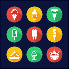 Ice Cream Icons Flat Design Circle