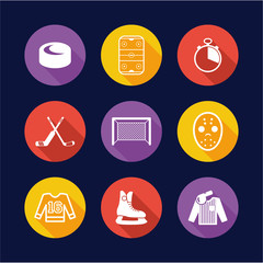 Hockey Icons Flat Design Circle