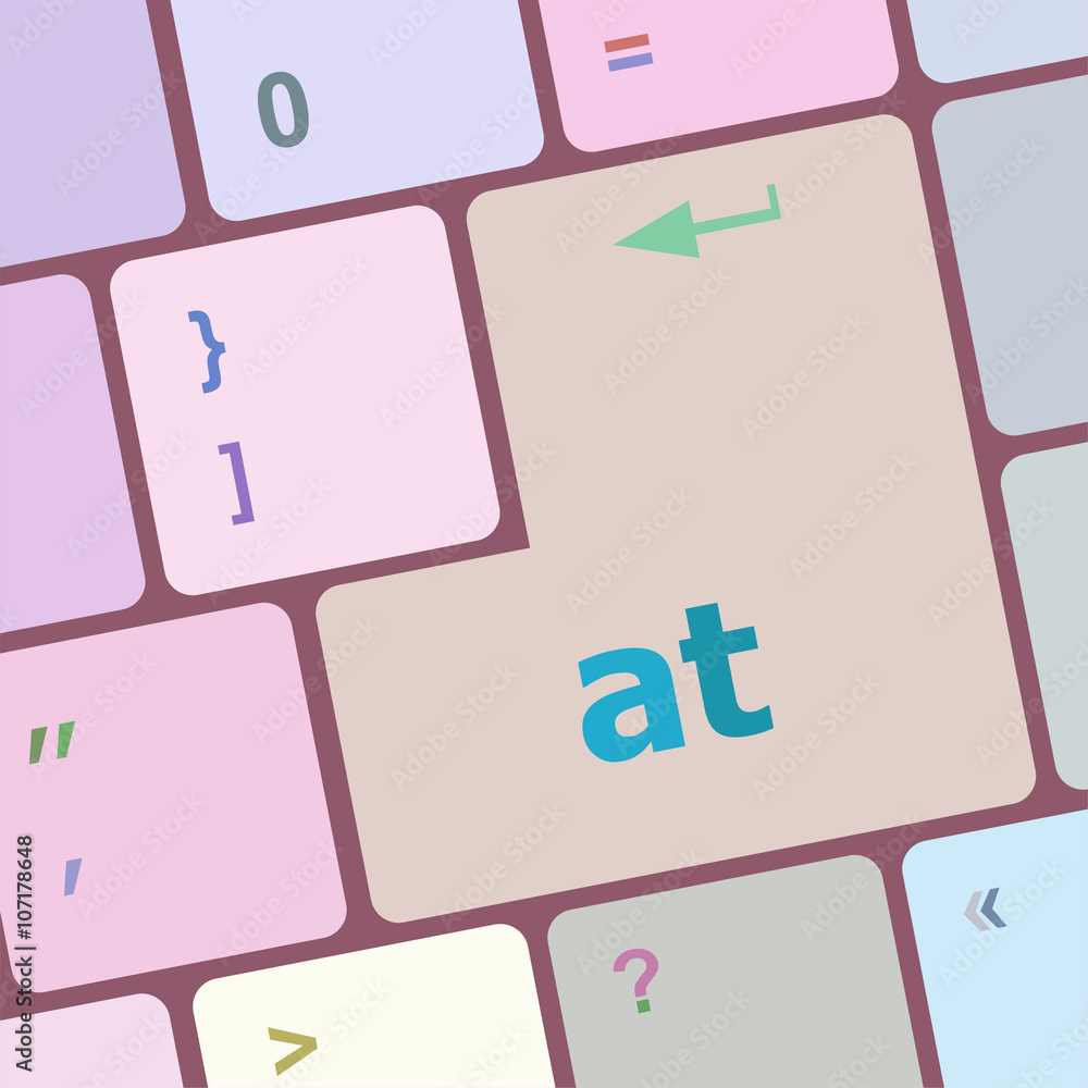 Poster at button on computer keyboard key vector illustration
