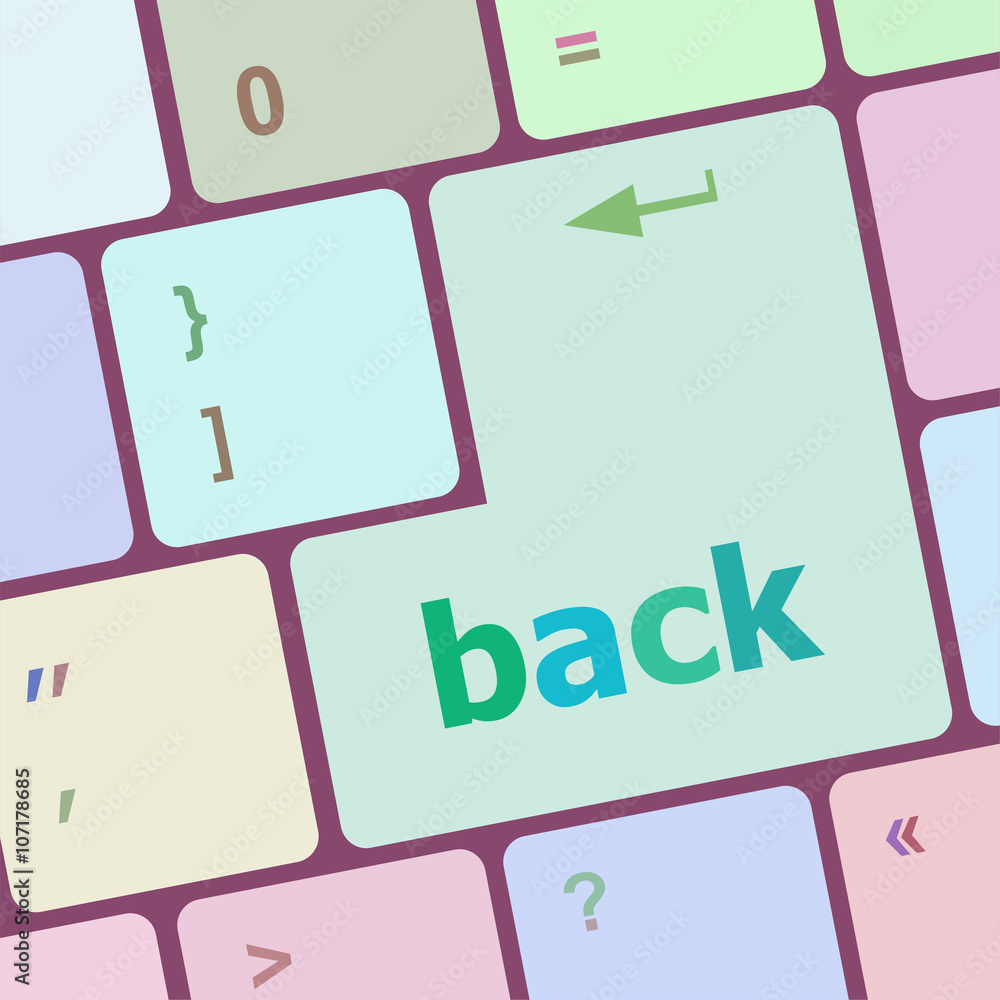 Poster keyboard with back text on button vector illustration