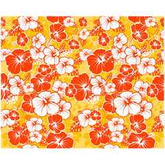 Floral seamless Hawaiian background with hibiscus flowers