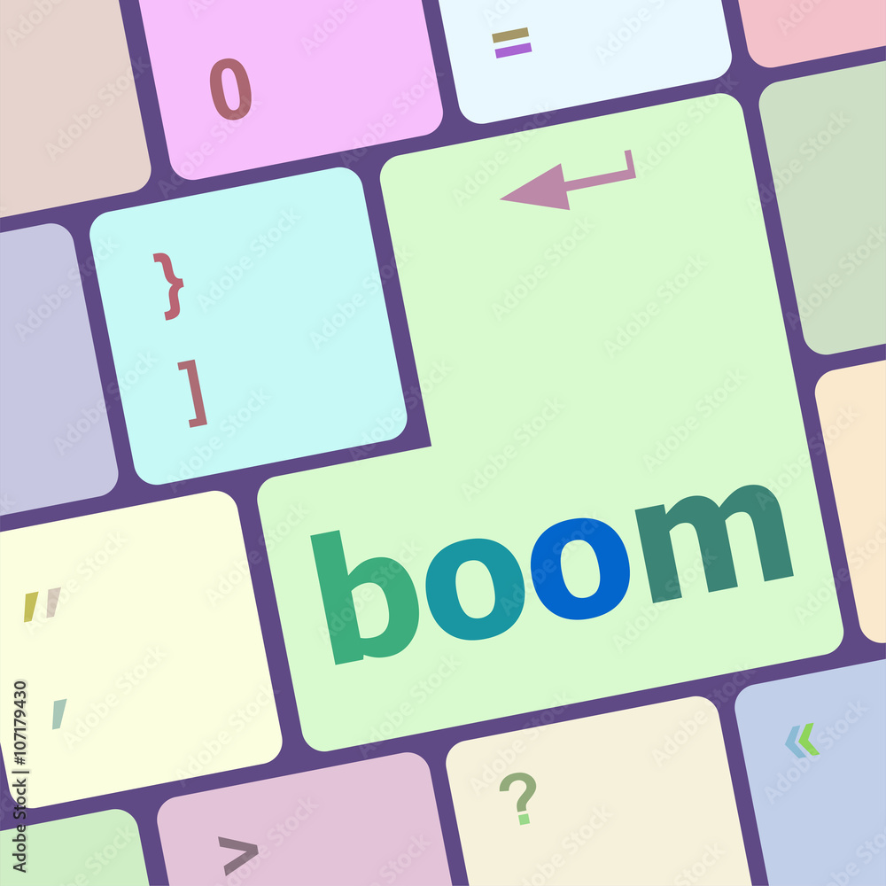 Poster boom button on computer pc keyboard key vector illustration