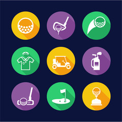 Golf Icons Flat Design Circle