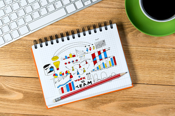 Business workplace with stuff