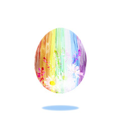 Easter egg painted in watercolor with flowers on a white backgro