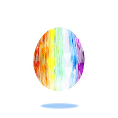 Easter egg painted in watercolor with hearts on a white backgrou