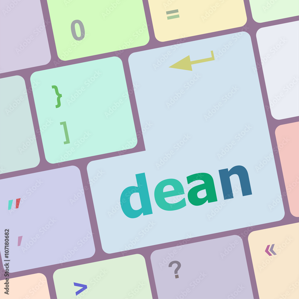 Poster dean word on computer pc keyboard key vector illustration