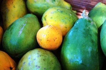 Fresh papayas at a road stand in Maui, Hawaii