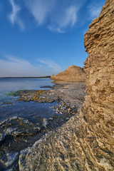 Fototapeta na wymiar Byrums Raukar - spectacular rock towers at the shore of the island Oeland, Sweden