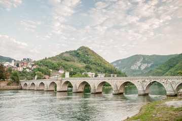 Fototapeta na wymiar A bridge over Drina river, Bosnia and Hercegovina