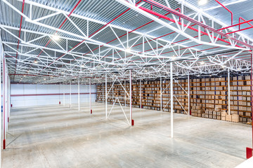 Large modern storehouse with some goods