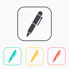 automatic pen vector color icon set