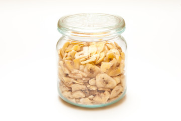 Dry bananas in a jar
