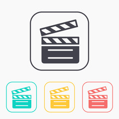 film clapperboard vector color icon set