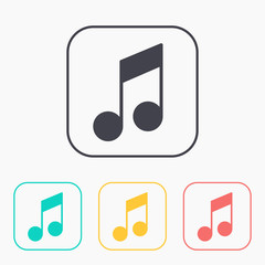 music note vector color icon set