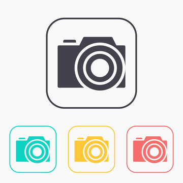 photo camera vector color icon set