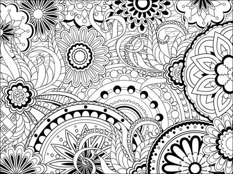 image with mandalas and doodle tangle elements
