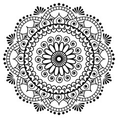 Mehndi mandala flower in Indian henna style for tatoo or card.