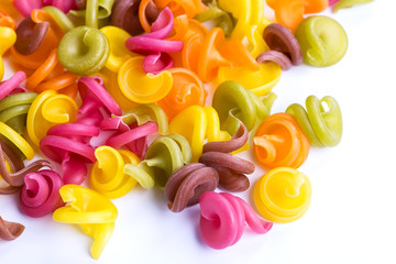 Variety of types and shapes of Italian pasta. Dry pasta background