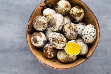 Quail eggs in the nest, a symbol of spring.