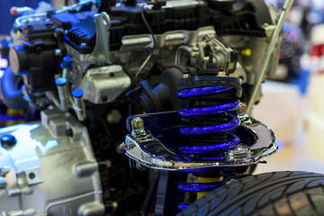 Blue choke or shock absorber and engine