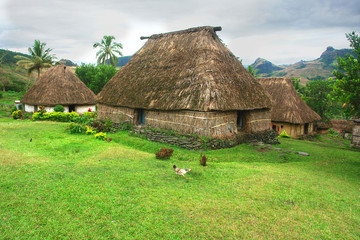 Fototapeta na wymiar View of the Navala village on Fiji 