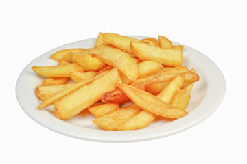 Plate with french fries.