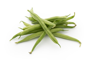 Green beans isolated on a white background.